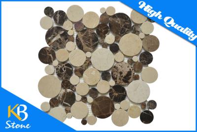 China Irregular Round Cream Marfil Marble Mixed Dark Emperador Wall Decoration Mosaic Wall Tile for sale