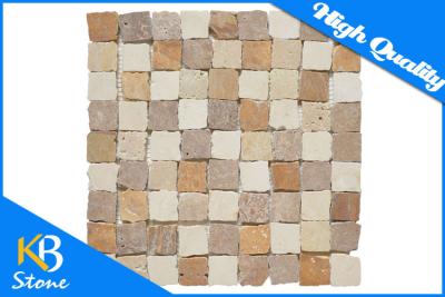 China Square Pattern Polished  Travertine Mosaic Mixed Colour Home Flooring Tile / Wall Decoration Tiles for sale