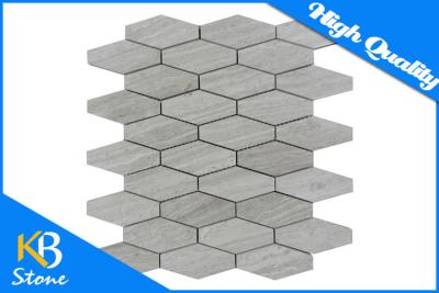 China Wooden Grey Long Hexagon Marble Mosaic Tiles Polished Home Decoration Wall Tile Sheets for sale