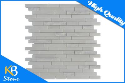 China Irregular Strip Home Flooring China White Natural Stone Marble Tiles , White Marble Mosaic Tile for sale