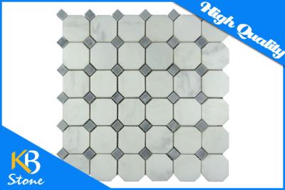 China Carrara White Italian Carrera Marble Octagon Mosaic Tile Gray Dots 2 Inch Polished for sale