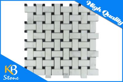 China Eastern White Polished Basketweave Marble Mosaic Tiles Shower Floor / Flooring Tile Sheet for sale