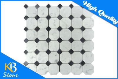 China Octagon Black and White Marble Mosaic Tile Sheets , Decorative Wall Marble Backsplash Tile for sale