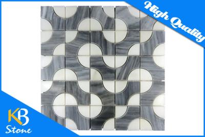 China Lined Polished Waterjet Marble Tile Kitchen Bathroom Decoration Stone Mosaic Wall Sheet for sale