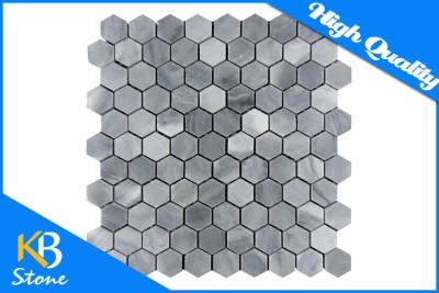 China Polished Italy Grey Marble Hexagon Mosaic Tile Mesh Mounted 12 x 12 Inch for Kitchen Wall for sale