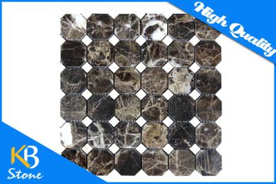 China Dark Emperador Octagon Backsplash Marble Mosaic Tile Sheets for Home or Hotel Wall Decoration for sale