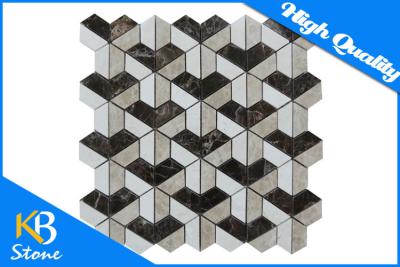 China Modern Mesh Mounted 3D Decorative Wall Tile Waterjet Marble Board for Hotel / Home Decoration for sale