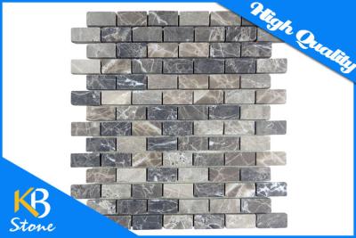 China Modern Home Decoration Dark Emperador Tumbled Marble Tile Subway Pattern Mosaic Tiles for sale