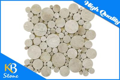 China Mixed Round Marble Polishing Cream Marfil Tile Mosaic Home Decoration Tile Indoor / Outdoor for sale