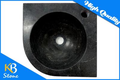 China Round Pure Black Marble Stone Wash Basin Polished Natural Stone Home Use Sink for sale