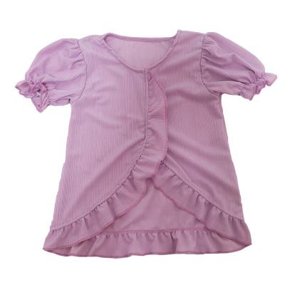 China Cute Young Girl's T-Shirts Ruffle Top Short Sleeved Children's Blouse Summer Cheap Girls Anti-Shrink Sunbathing for sale