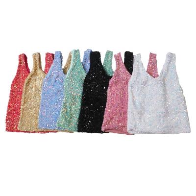 China Boutique Baby Knitting Singlet Clothing Summer Breathable T-shirt For Children Sleeveless Sequin Girls Tops Kids Shirts Invest for sale