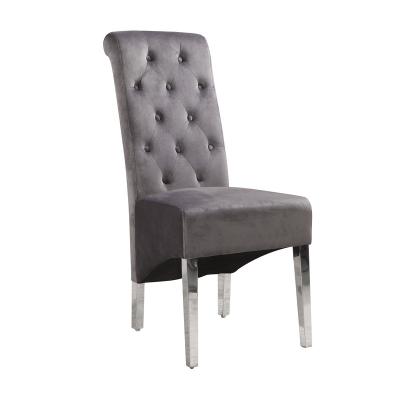 China LUXURY CHROME MODERN RESTAURANT METAL LEGS #61497 GOITALIA WHOLESALE VELVET FABRIC ITALIAN DESIGNER UPHOLSTERED DINING CHAIR for sale