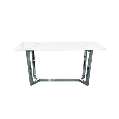 China Factory wholesale ceramic top and chrome base high quality professional manufacturing luxury dining table for sale