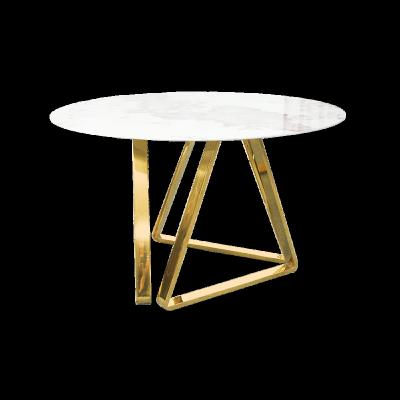 China Ceramic Top And Chrome Base Price High Quality Good Durable Customized Color High Cost Performance Dining Table for sale