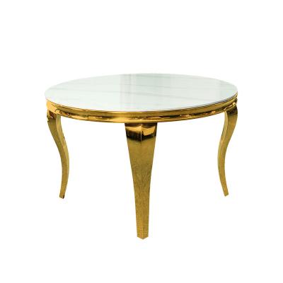 China Professional ceramic dining table top and chrome base hot sale lower price lower price professional high rich sense of design for sale