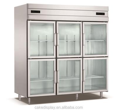 China Single-Temperature 6 Glass Doors Commercial Refrigerator, With Fan Cooling System for sale