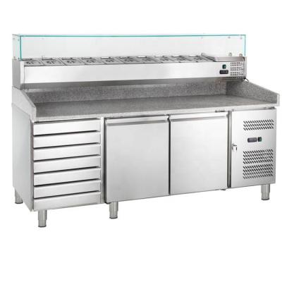 China New Model Single-temperature Commercial Stainless Steel Food Prep Prep Counter Table Refrigerator Pizza for sale