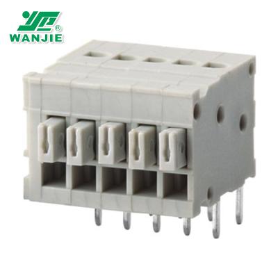 China UL Flattening PCB Spring / Screwless Connector Terminal Block (WJ211R-2.54) 26-18AWG for sale