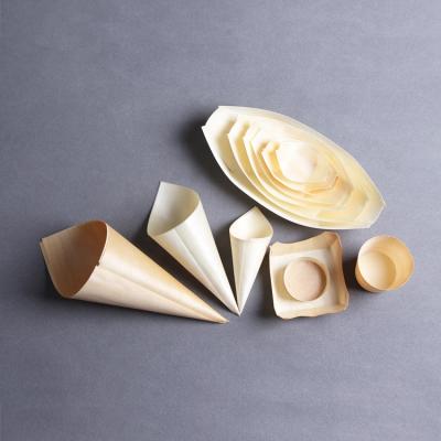 China Stocked New Product Disposable Wooden Round Cup For Food for sale