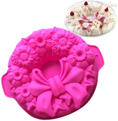 China Bowknot B1-50 Flower Rose Baking Mold Muffin Chocolate Bakeware Disposable Silicone Cake Molds for sale