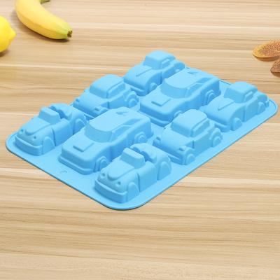 China Car Shape Design 8 Holes Disposable Luxury Cut Cake Mold 3D Chocolate Baking Silicon Molds Decorations New for sale