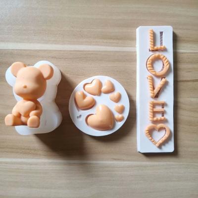 China Disposable Cute Bear Cat Paw Print Cake Decorating Tool Fondant Fondant Heart Love Silicone Cake Mold Stick Silikonform Topf for sale