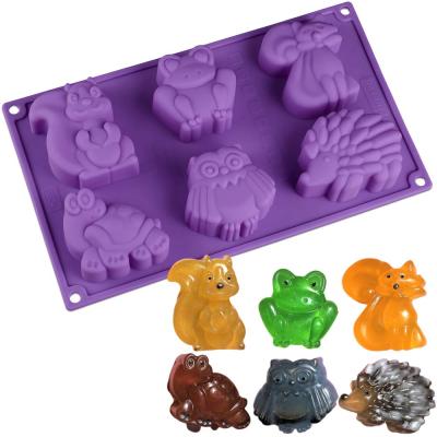 China Silicone Baking Animal Molds Forest Silicone Mold Squirrel Frog Fox Owl Tray For Ice Cube Jello Disposable Cake Cookie Muffin For Concrete for sale