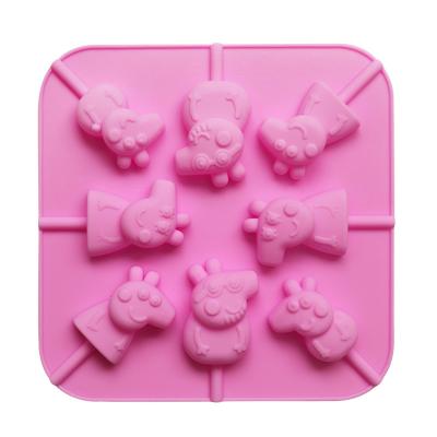 China Disposable Cartoon Pig Baking Hardening Decorating Bakeware Molds Silicone Cake Mold Jelly Candy Chocolate Bar Mold Tray for sale