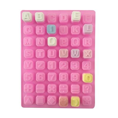 China B1-39 DIY Disposable Cake Decorating Tools Chocolate Alphabet Fondant Mold 48 Cavity Letter Number Silicone Baking Mold for sale