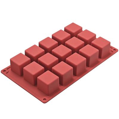 China B1-54 DIY Disposable Kitchen Tools Dessert Jelly Candy Decorating Molds New 15 Cavity Cube Shape Silicone Square Cake Baking Mold for sale