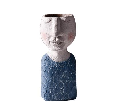 China Chins Creative Home Nordic Happy Home Art Portrait Sculpture Flower Pot Living Room Balcony Decorative Water Vase Furnishing articles for sale