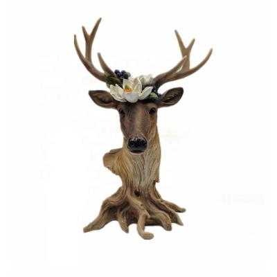 China China New Southeast Asian Resin Open Stump With Custom Special Flower Deer Head Decoration Ornaments Home for sale