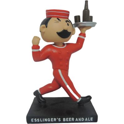 China Cute America Resin Shake Head Cartoon Character Beer and Ale Waiter Waitress Figurine for sale