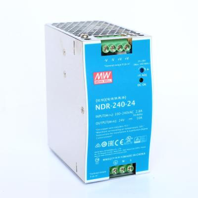 China Taiwan MeanWell Power Supply NDR-240-24 NDR-240-48 24V 48V DC Rail Power 10A 5A Box Switching 63*125.2*113.5mm for sale