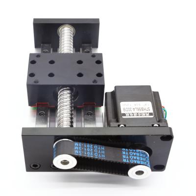 China 100mm 1605/1610 ball screw stroke 100mm with linear module NEMA 23 stepper motor kit guide low cost linear stage for sale