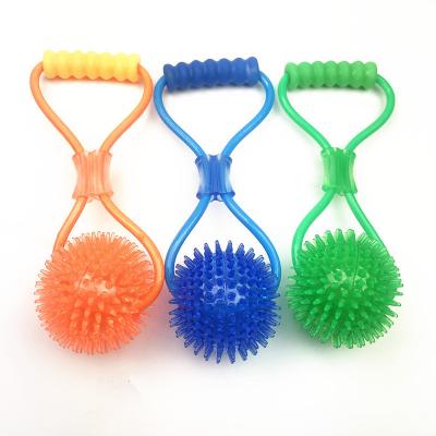 China Tug Playing Interactive Tough Dog Toy Interactive Elastic Natural Rubber Dog Rope Dog Traction Toy Ball for sale