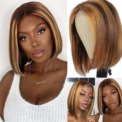 China Wholesale 100% Lace Straight Human Hair P4/27 Bob T Front Wig For Women for sale