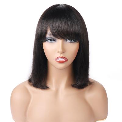 China Silky Straight Wave Wigs Wholesale Natural Straight Bob Full Machine Made Virgin Hair Wig Machine Made Wig for sale