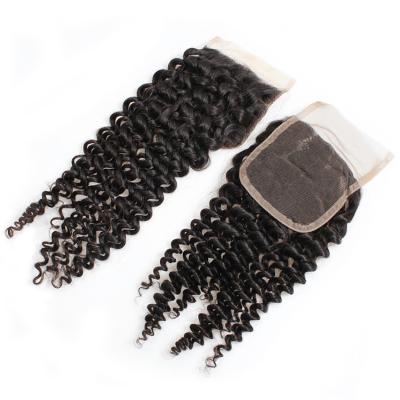 China Curly 4x4 HD Curly Afro Hair Extension 100% Virgin Remy Hair Extension Virgin Lace Up Hair Closure for sale