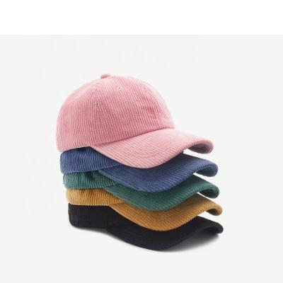 China COMMON Cheap Custom Unconstructed Fashion Plain Low Profile Corduroy Dad Hats 6 Panel Blank Baseball Cap for sale