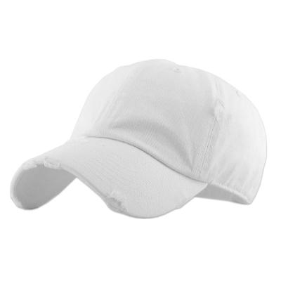 China COMMON Washed Custom White Distressed COMMON Dad Hats 6 Panel Baseball Cap Unstructured Soft White Cotton Plain Unisex 100% Cotton for sale