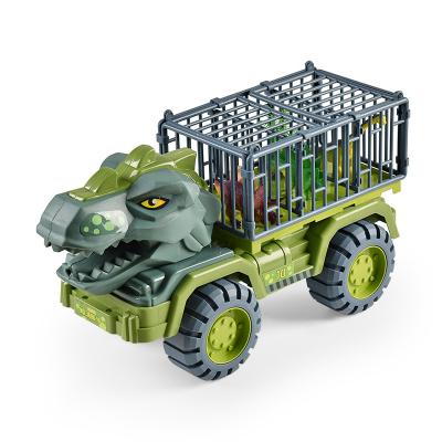 China High Quality Diecast Children's Toy High Quality Diecast Dinosaur Car Wheel Engineering Dinosaur Cage Truck Transporter Toy For Kids for sale