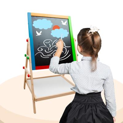 China Educational Toys Low Moq Wooden Drawing Table Easel Suction Board With Magnetic Board Kids Drawing Board for sale