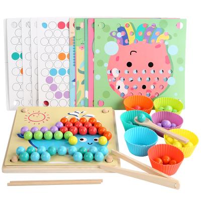 China Funny Educational Toy Wooden Educational Toys Beads Stacking Game Learning Toys Children's Color Recognition Game for sale