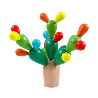 China Toy Wholesale Custom Children's Building Block Toys Educational 3D Toys Funny Cactus Educational Wooden Colorful Models for sale