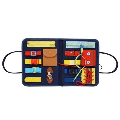 China Action Training for Children's Self-Care Montessori Ability Toys Busy Board Satchel Training Sensory Board Develops Basic Skills Handmade Cloth Book for sale