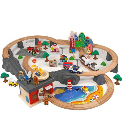 China Wooden Slot Toy 92pcs Electric Train Toy Train Set For Kids Electric Train Toy Set for sale