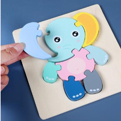 China DIY TOY Wooden Pattern Puzzles Animal 3D Shape Puzzle Running Educational Toys Car Puzzle for sale