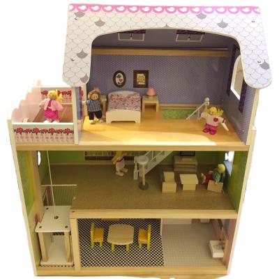 China Pretend Play Toys Wholesale Simulation Villa Three Floors Furniture Wooden Children Big Toys For Baby - Dollhouse Kids for sale